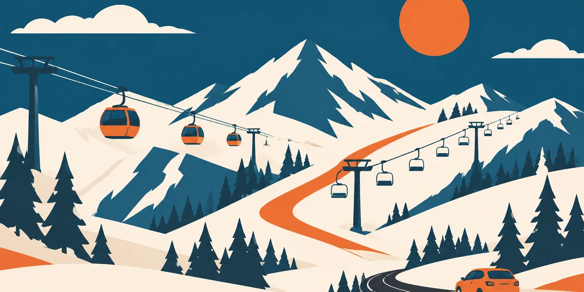 Ilustracija: planinske staze, gondola i žičara
